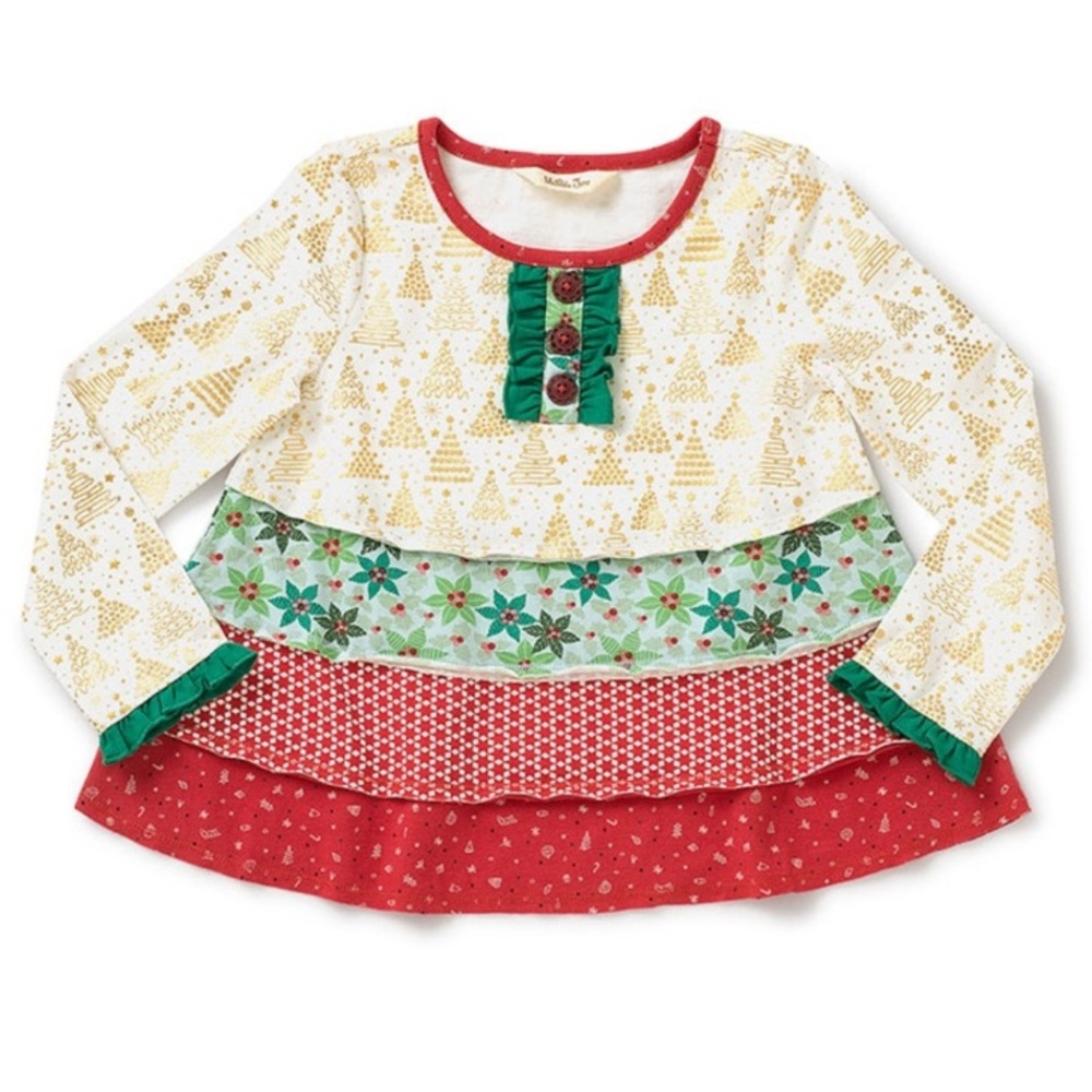 MATILDA JANE YULETIDE MEMORIES GIRLS 4 CHRISTMAS HOLIDAY TIERED GOLD FOIL TOP